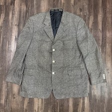 Vintage English Manor Blazer Jacket Men  s 48L Grey Silk Tweed Notch Lapel Casual