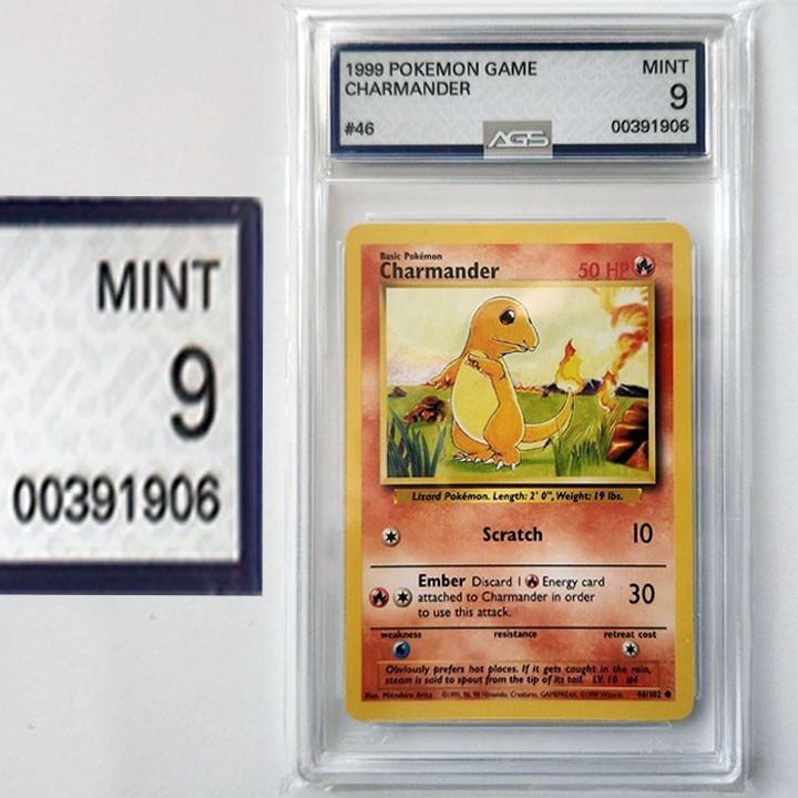Pokemon Graded Card - Charmander 1999 Base Set #46 Certified AGS 9 MINT Pop 32