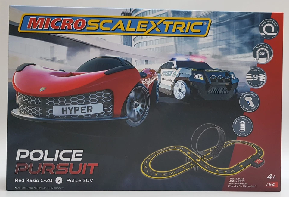 Micro Scalextric Police Pursuit Race Track Set Toy Car Red Rasio C-20 SUV G1181 - Image 2 of 4