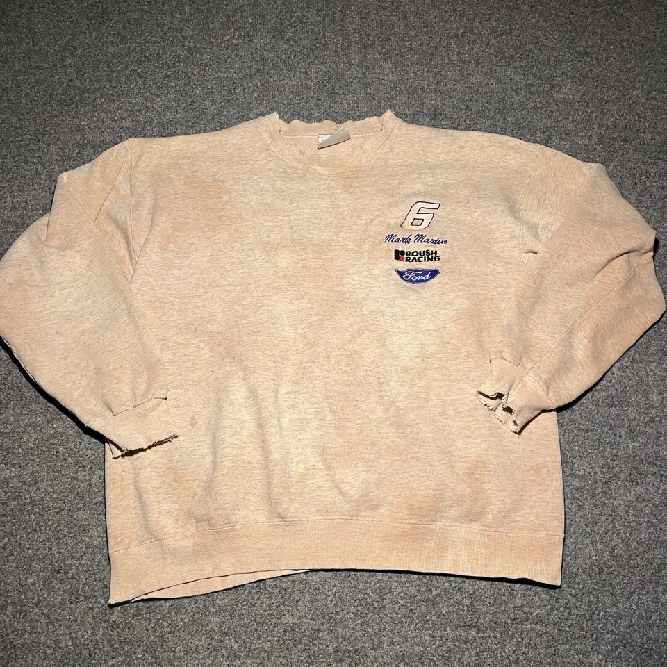 Sudadera De Colección Nascar Para Hombre Grande Teñida de Rosa Valvoline Racing Mark Martin Y2K Foto 2 de 4