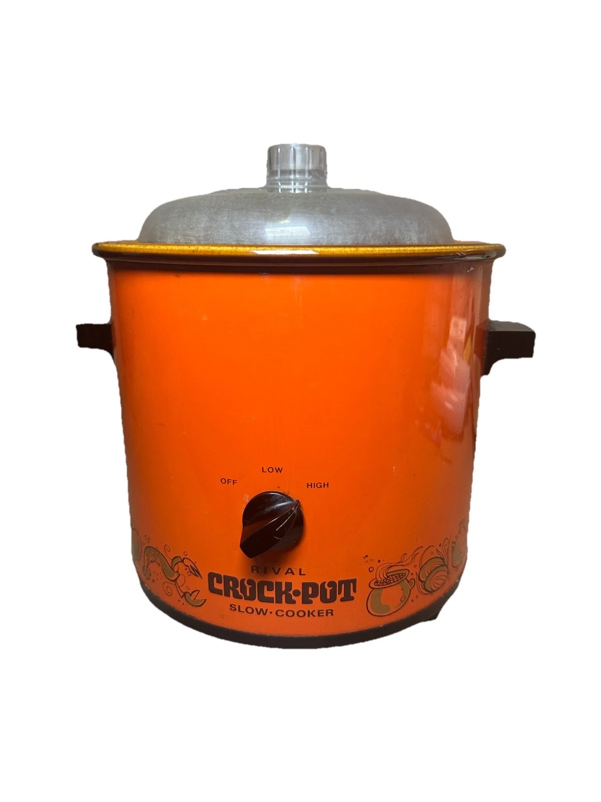 VTG Rival Crock Pot Slow Cooker 3.5qt 70s Flame Orange w/Lid #3100