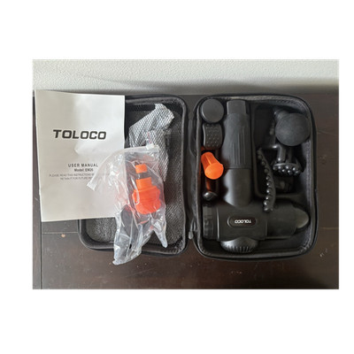 TOLOCO EM26 Handheld Percussion Massage Gun, Black, 6 Heads, Carry Case