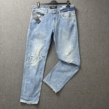 Replay women's jeans size 29 Heter boy fit distressed blue denim button fly