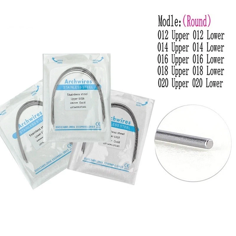 10pcs/Pack Dental Orthodontic Arch Wire Stainless Steel Round Ovoid Form - Image 2 of 4