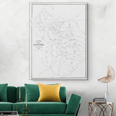 1877 Gold Rush Map of Black Hills   Dakota Territory Mining Camps & Trails