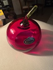 Vintage MCM Rainbow Viking Red TOMATO Paperweight Green Stem Stunning