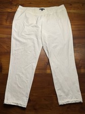 Eileen Fisher Pants Womens White Stretch Crepe Knit Pull On Ankle Crop Pant Sz L