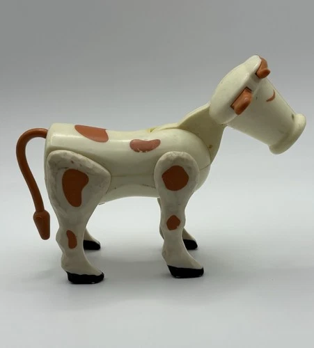 Vintage Fisher Price Brown and White Cow Farm Animal Figure Hong Kong
