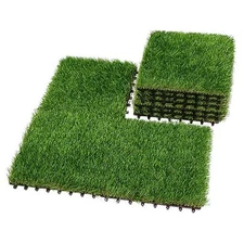  Interlocking 12" x 12" Artificial Grass Turf Tiles 9 Pack, 12 IN x 12 IN-9PCS
