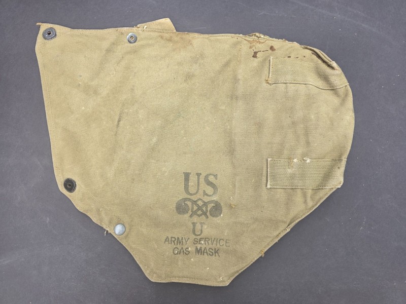 Vintage WW2 U.S. Military Army Service Gas Mask Green OD Canvas U Bag