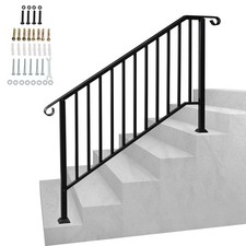 Wrought Iron Handrail Picket Stair Rail for 4-5 Step Handrail Outdoor Stairs