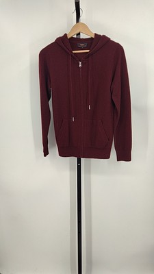 Quince Women Mongolian Cashmere Full-Zip Hoodie Rich Burgundy S