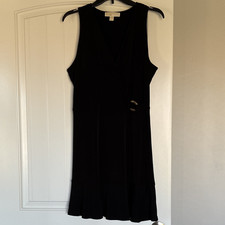 Michael Michael Kors Black Wrap Dress V-Neck Sleeveless Stretch Jersey M