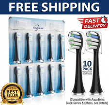 10 Pack Toothbrush Replacement Heads Compatible with AquaSonic Black Vibe Series