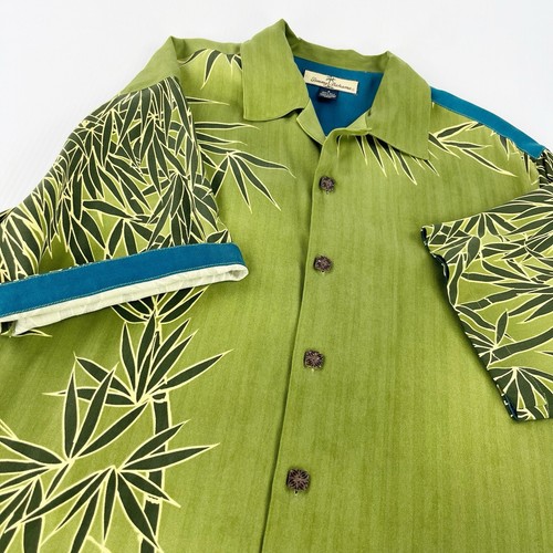 Tommy Bahama grün blau Bambus Blumen Button Down Hawaiihemd Oberteil Herren S - Bild 3 von 5