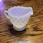 Vintage Anchor Hocking Bubble Pattern Milky white Glass Footed Creamer