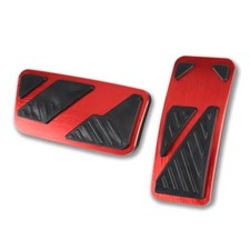 2PCS Anti-Slip Aluminum Brake Gas Pedal Pads,Auto No Drilling Accelerator RED