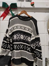 Next Move Sweater Mock Neck Chunky Hand Knit Fair Isle Nordic Vintage 80’s M