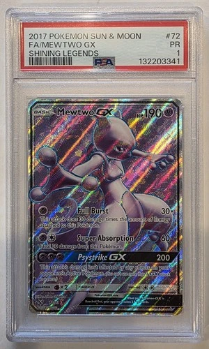 PSA 1- 2017 POKEMON SUN & MOON SHINING LEGENDS #72 FULL ART/MEWTWO GX