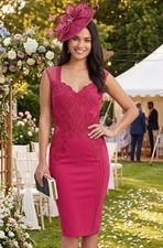 Lipsy Berry Red Bodycon Dress Size 16 Party Occasion Wedding Lace Races Michelle
