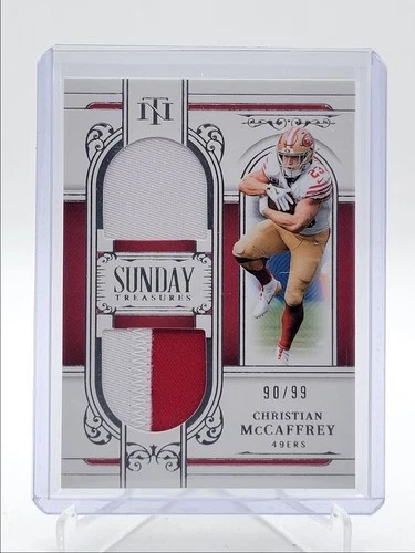 CHRISTIAN MCCAFFREY 2025 NATIONAL TREASURES SUNDAY PATCH 49ERS F /99 Q5829