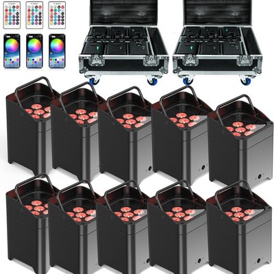 Wireless Stage Par Light Battery Uplight 6x18W 6in1 RGBWA UV Rechargeable DMX