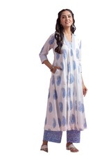 Women's Pure Cotton Anarkali Printed Kurta with Pallazo