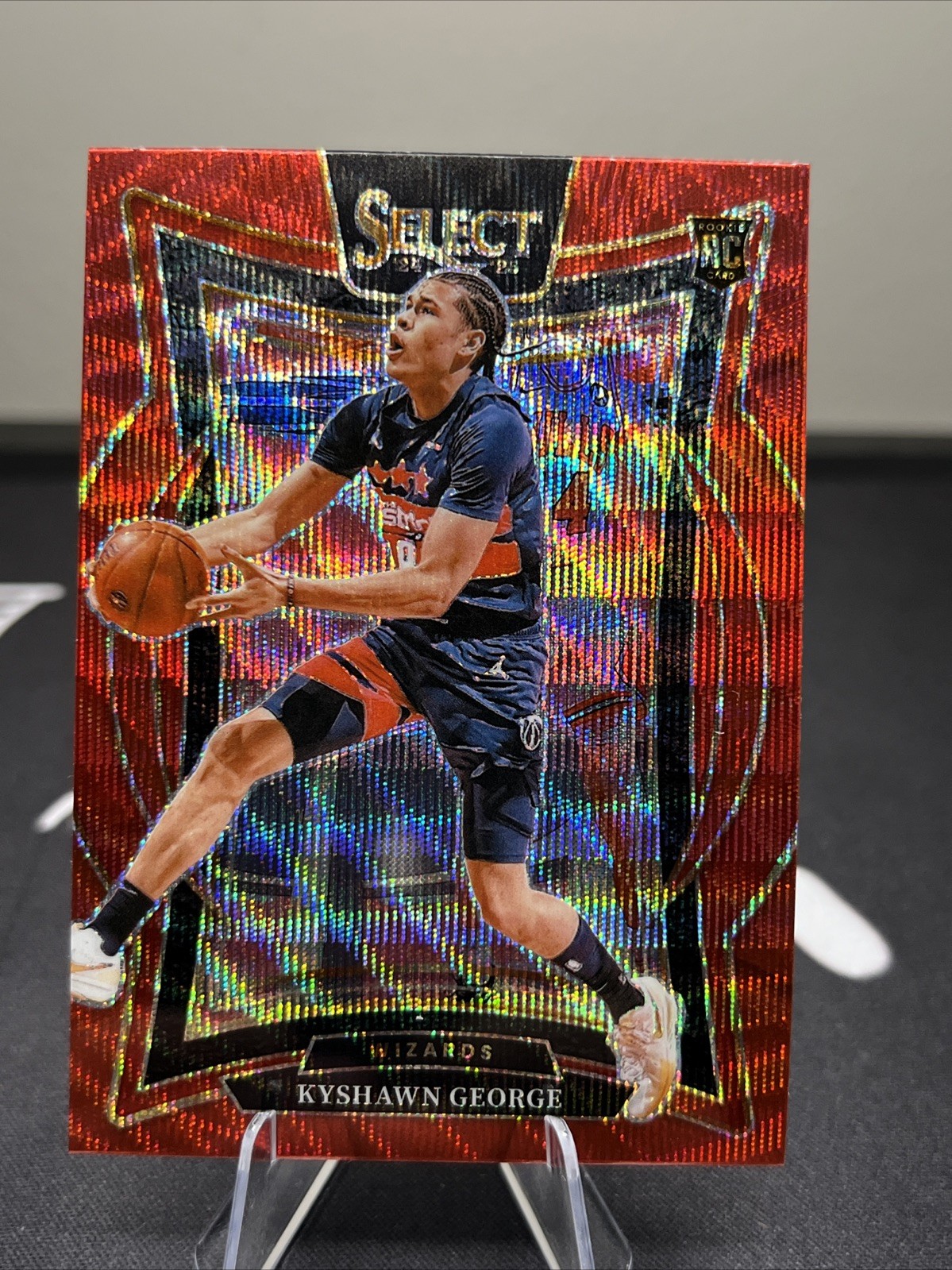 2024-25 Panini Select - Concourse Kyshawn George #85 Red Wave RC Wizards