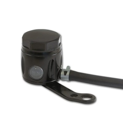 Bremsflüssigkeitsbehälter Barrel schwarz Aluminium Ø 40xH 45mm inkl. Halter