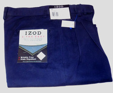 IZOD PLEATED FRONT WRINKLE FREE COTTON KHAKIS BOYS SZ 14 REG -BLUE- NWT