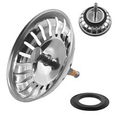 Ø 82 mm Bouchon Evier Cuisine avec Goupille Réglable en Acier Inoxydable, Pan...