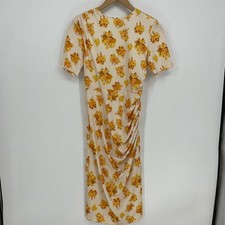 Alexa Admor Long Yellow Floral Vintage Cinch Dress Size Small