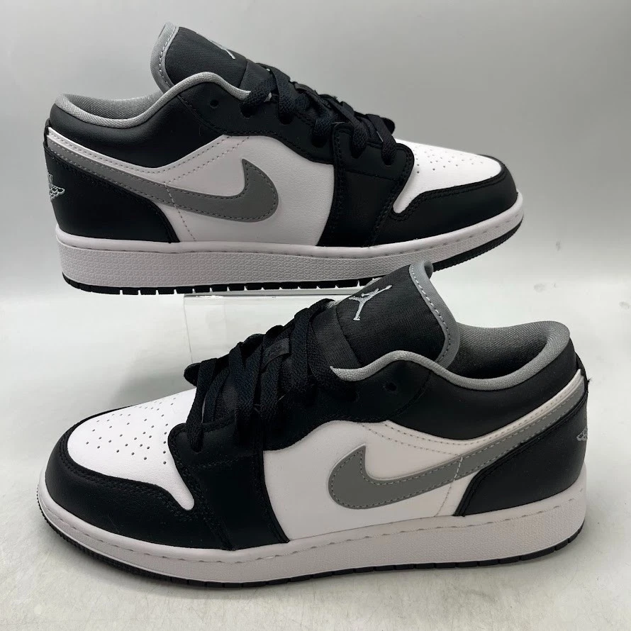 Zapatillas cómodas Air Jordan 1 Low GS negras medias grises 553560-040 para hombre talla 7Y nuevas Foto 2 de 4