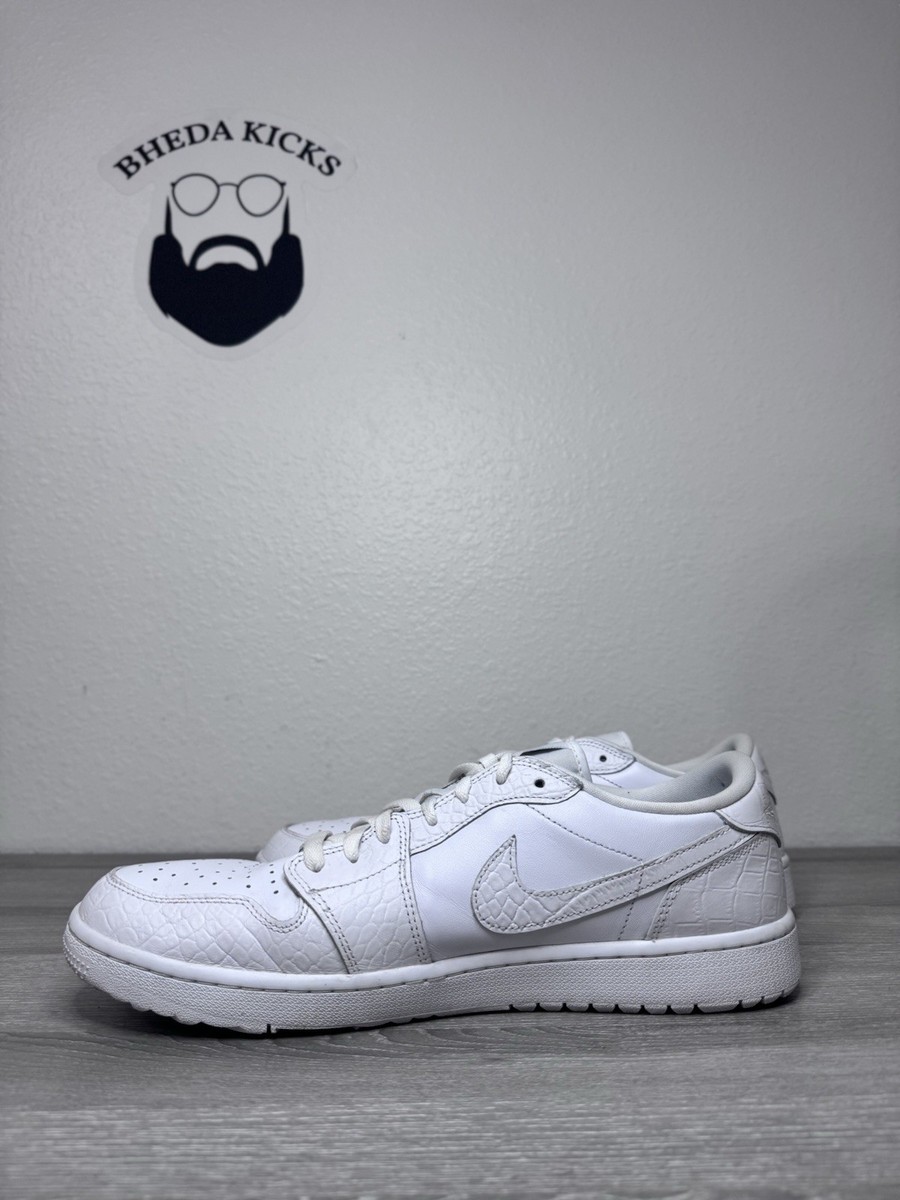 Size 14 - Nike Air Jordan 1 Low G Triple White Croc DD9315-110