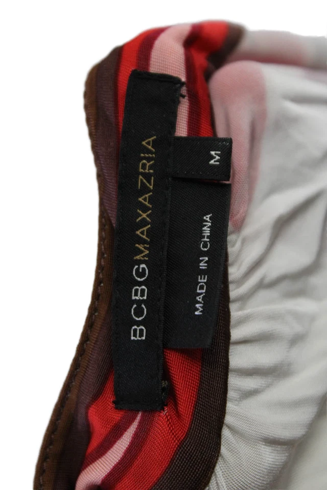 BCBG Max Azria 女式花卉印花腰带连衣裙白色粉红色中号 — 第 4/4 张图片
