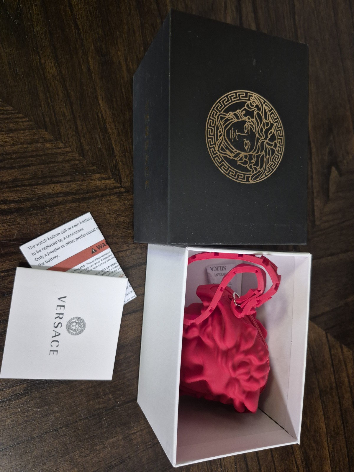 Mens Red Versace Watch VEEFA0124 43mm Silicone Strap New With Box And Papers thumbnail 8