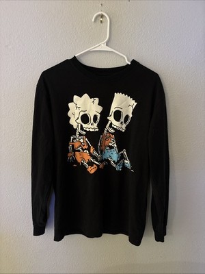 The Simpsons Skeleton Bart Lisa T Shirt  Mens  Small Black Halloween