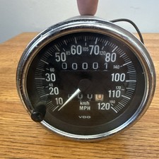 Vintage Vdo Cockpit Speedometer With Analog Odometer 120 Mph Rare 1970s 3.375