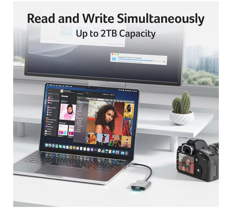 SD reader USB A 3.0 to Micro Memory Card Reader, Aluminum Dual Slot SD To USB - Image 3 of 4