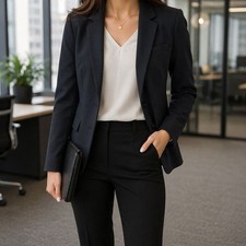 Calvin Klein Blue Blazer Women  s 6P Stretch Classic Lined Jacket