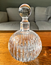 Lovely heavy lead crystal ridged perfume bottle with stopper
