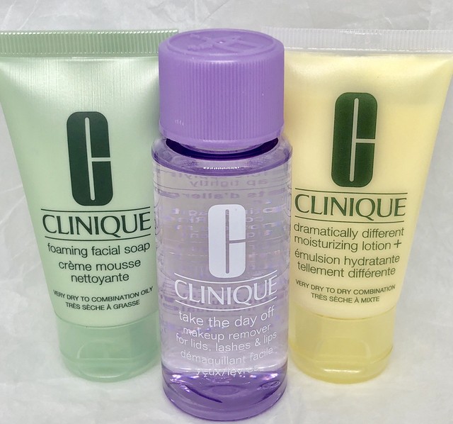 CLINIQUE 3 STEP Skincare Travel Set soap, eye makeup remover