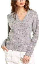 VINCE V-Neck Light Mist Grey Wool Blend Sweater Pullover S