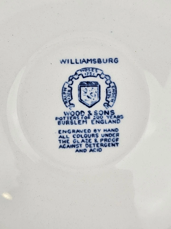 Tazas de té y platillos Wood and Sons Burslem England Williamsburg para 5 Foto 4 de 4