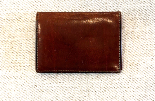 Vintage Bosca Brown Leather Bi Fold Cardholder Credit Card ID Hand Stained USA - Picture 2 of 4