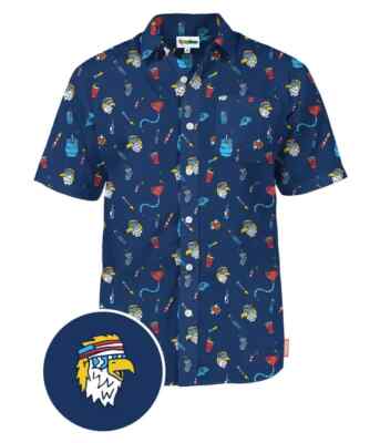 TIPSY ELVES EPIC EAGLE KEG PARTY BUTTON FRONT HAWAIIAN SHIRT Men's Size XL  NEW