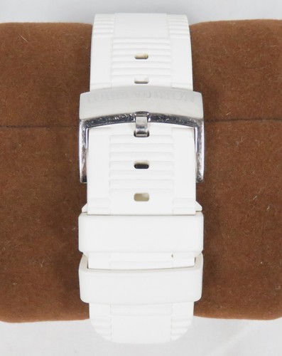 LV Louis Vuitton Men's Watch Q118F Tambour in Black SD9035 White Band 100m - Picture 9 of 12