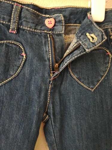 Girls Jeans Blue Gymboree Adjustable Waist Pink Love Heart Pockets 2y, 3y, 4yrs - Picture 8 of 14