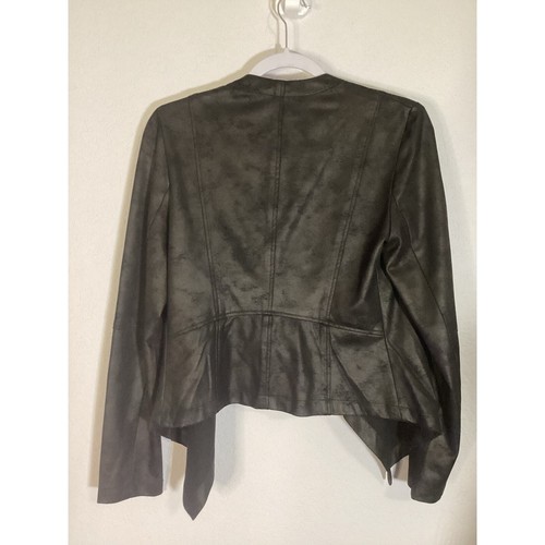 Cynthia Rowley Blazer Size Medium Dark Gray Faux Leather - Picture 2 of 4
