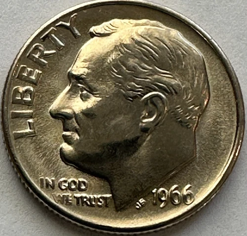 1966 Roosevelt Dime  P - BU - Uncirculated From Coin Tube